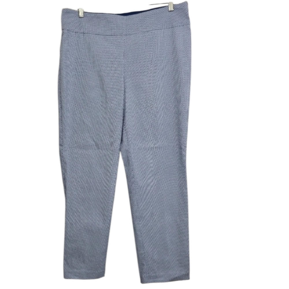 S.C. & Co Blue Diamond Print High Waist Ankle Crop Pull-on Pants Sz 16 Office